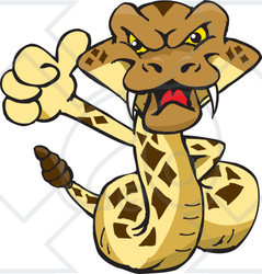 Clipart of a Happy Rattle Snake Giving a Thumb up - Royalty Free Vector Illustration