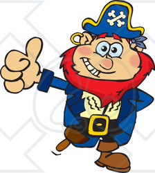 Clipart of a Happy Red Haired Male Pirate Giving a Thumb up - Royalty Free Vector Illustration