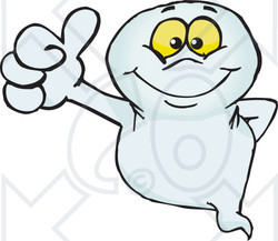 Clipart of a Happy Ghost Giving a Thumb up - Royalty Free Vector Illustration