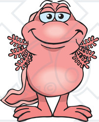 Clipart of a Pink Walking Fish Standing - Royalty Free Vector Illustration