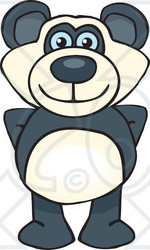 Clipart of a Happy Blue Eyed Panda Standing - Royalty Free Vector Illustration