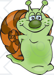 Clipart of a Happy Green Snail - Royalty Free Vector Illustration