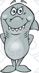 Clipart of a Gray Shark Standing - Royalty Free Vector Illustration