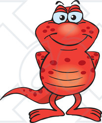 Clipart of a Happy Red Salamander Standing - Royalty Free Vector Illustration