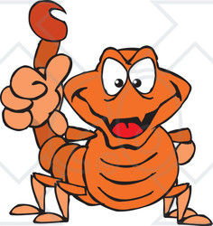 Clipart of a Grinning Orange Scorpion Holding a Thumb up - Royalty Free Vector Illustration