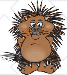 Clipart of a Happy Porcupine - Royalty Free Vector Illustration