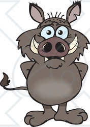 Clipart of a Happy Boar Standing - Royalty Free Vector Illustration