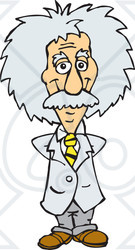 Clipart of a Senior Scientist Albert Einstein Standing with His Hands Behind His Back - Royalty Free Vector Illustration