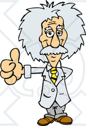 Clipart of a Scientist Albert Einstein Giving a Thumb up - Royalty Free Vector Illustration