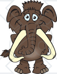 Clipart of a Happy Mammoth Standing - Royalty Free Vector Illustration
