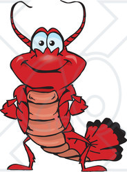Clipart of a Happy Lobster - Royalty Free Vector Illustration