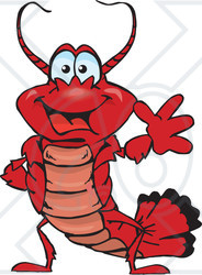 Clipart of a Happy Lobster Waving - Royalty Free Vector Illustration