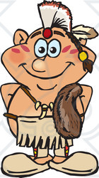 Clipart of a Happy Native American Indian Man - Royalty Free Vector Illustration