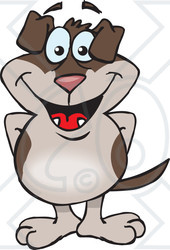 Clipart of a Happy Two Toned Brown Dog Standing - Royalty Free Vector Illustration