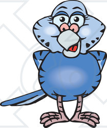 Clipart of a Happy Dark Blue Budgie Parakeet Bird - Royalty Free Vector Illustration