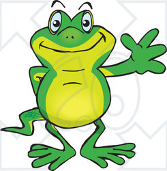 Clipart of a Happy Gecko Waving - Royalty Free Vector Illustration