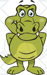 Clipart of a Happy Crocodile Standing - Royalty Free Vector Illustration
