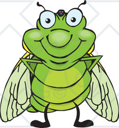 Clipart of a Happy Cicada Standing - Royalty Free Vector Illustration