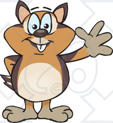 Clipart of a Happy Chipmunk Standing and Waving - Royalty Free Vector Illustration