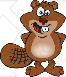 Clipart of a Happy Beaver Standing with His Hands Behind His Back - Royalty Free Vector Illustration