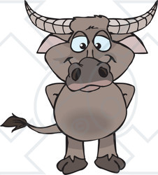 Clipart of a Happy Buffalo Standing - Royalty Free Vector Illustration