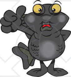 Clipart of a Black Moor Fish Giving a Thumb up - Royalty Free Vector Illustration