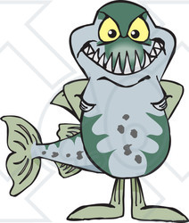 Clipart of a Barracuda Fish Standing - Royalty Free Vector Illustration
