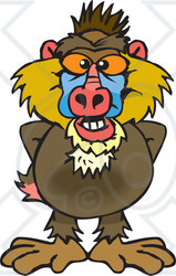 Clipart of a Happy Baboon - Royalty Free Vector Illustration