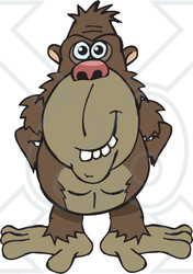 Clipart of a Happy Brown Ape - Royalty Free Vector Illustration
