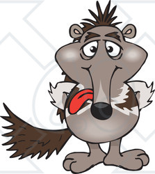 Clipart of a Goofy Anteater Sticking His Tongue out - Royalty Free Vector Illustration