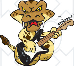 Clipart of a Cartoon Happy Rattlesnake Playing an Electric Guitar - Royalty Free Vector Illustration
