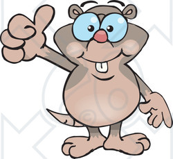 Clipart of a Cartoon Happy Mole Giving a Thumb up - Royalty Free Vector Illustration