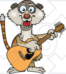 Clipart of a Cartoon Happy Meerkat Playing an Acoustic Guitar - Royalty Free Vector Illustration