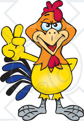 Royalty-Free (RF) Clipart Illustration of a Peaceful Rooster Holding His Fingers Up