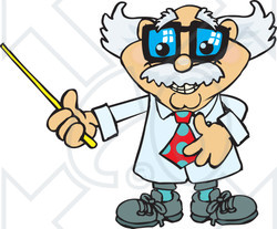 Royalty-Free (RF) Clipart Illustration of a Senior Professor Holding A Pointer Stick To The Left