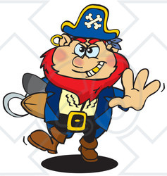 Royalty-Free (RF) Clipart Illustration of a Running Pirate With A Goold Tooth, A Rugby Football In Arm
