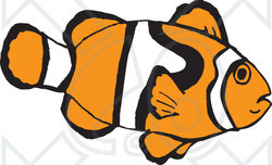 Clipart Illustration of a White And Orange Patterned Clownfish In Profile