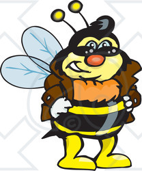 Clipart Illustration of a Bumble Bee Character In A Leather Jacket, Wearing Shades And Resting His Hands On His Hips