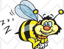 Clipart Illustration of a Bumble Bee Character Buzzing Around While Flying