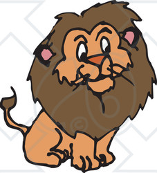 Clipart Illustration of a Furry Brown Male Lion With A Big Mane