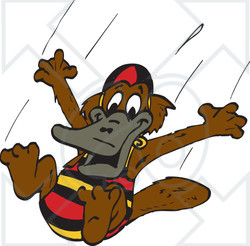 Clipart Illustration of a Platypus In A Swimsuit, Jumping Into A Pool