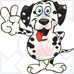 Clipart Illustration of a Peaceful Dog Smiling And Gesturing The Peace Sign With His Hand