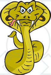 Clipart Illustration of a Green Cobra Snake With Fangs