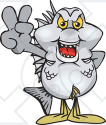 Clipart Illustration of a Peaceful Bream Fish Smiling And Gesturing The Peace Sign With His Hand