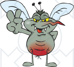 Clipart Illustration of a Peaceful Mosquito Smiling And Gesturing The Peace Sign