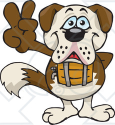 Clipart Illustration of a Peaceful St Bernard Smiling And Gesturing The Peace Sign