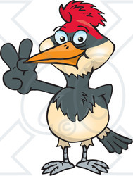 Clipart Illustration of a Peaceful Woodpecker Smiling And Gesturing The Peace Sign
