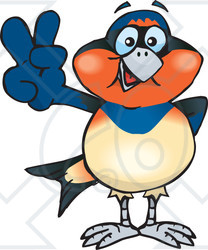 Clipart Illustration of a Peaceful Swallow Smiling And Gesturing The Peace Sign