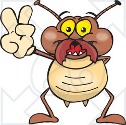 Clipart Illustration of a Peaceful Termite Smiling And Gesturing The Peace Sign