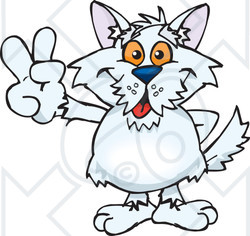 Clipart Illustration of a Peaceful Terrier Smiling And Gesturing The Peace Sign